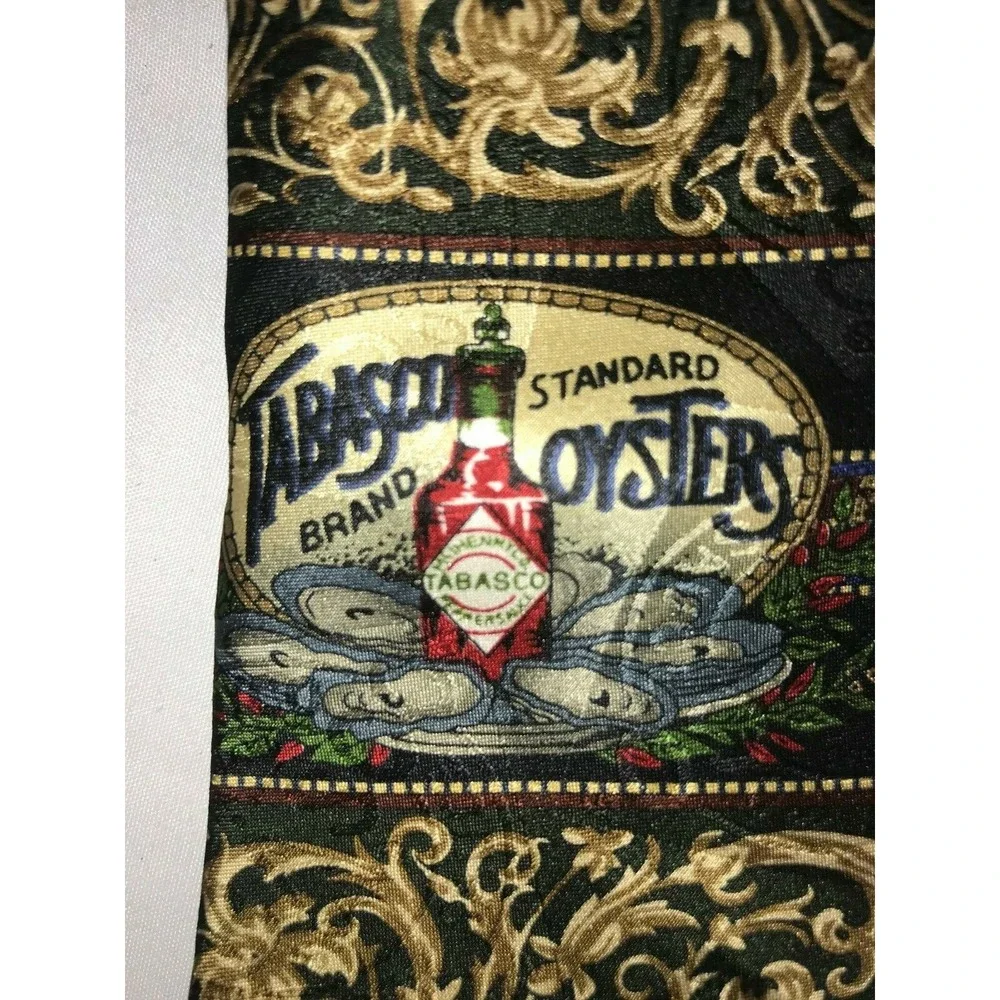 Tabasco Brand Standard Oysters Pattered 100%‎ Silk Neck Tie 59
